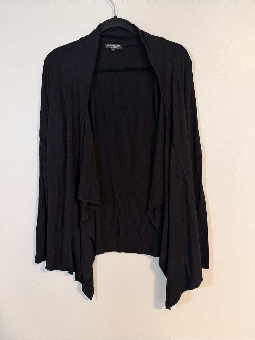 Black Draped Open-Front Cardigan - Urban Coco - NWOT